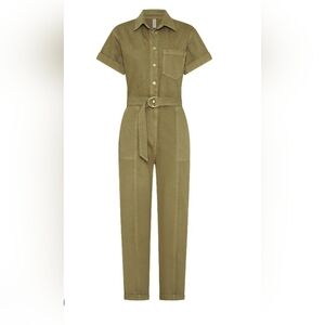 Kivari Utility Jumpsuit Olive Green Belted Short Sleeve Size 4